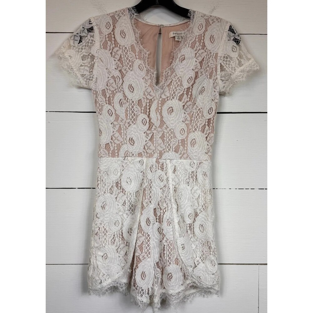 Francesca's White Lace Romper Women's Size XS